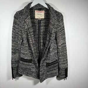 Anthropologie Cartonnier Black/White Knit Open Jacket w/ Zippers Women’s M